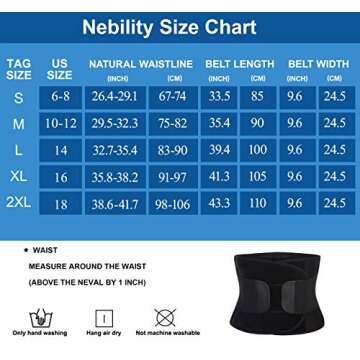 Nebility Women Waist Trainer Belt Tummy Control Waist Cincher Trimmer Sauna Sweat Sport Girdle Slim Belly Band (S, Black)