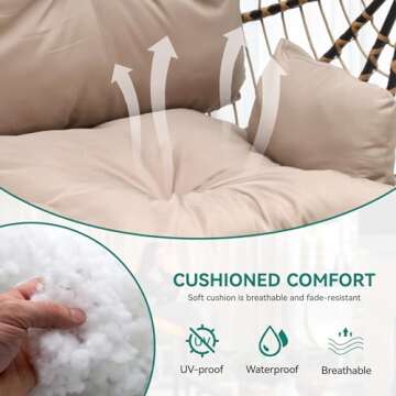 YITAHOME Hanging Egg Swing Chair with Stand Egg Chair Wicker Indoor Outdoor Hammock Egg Chair with Cushions 550lbs for Patio, Bedroom, Garden and Balcony