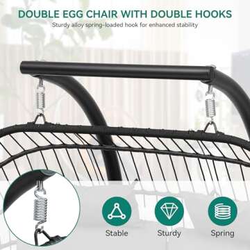 YITAHOME Hanging Egg Swing Chair with Stand Egg Chair Wicker Indoor Outdoor Hammock Egg Chair with Cushions 550lbs for Patio, Bedroom, Garden and Balcony