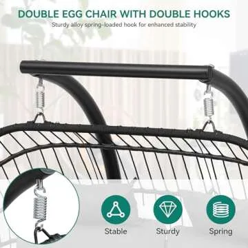 YITAHOME Hanging Egg Swing Chair with Stand Egg Chair Wicker Indoor Outdoor Hammock Egg Chair with Cushions 550lbs for Patio, Bedroom, Garden and Balcony