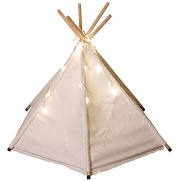 peyamii Pet Tent Portable Puppy Sweet Bed Suitable for Small Dogs or Cats Natural Cotton Canvas with Cushions Lights can Wash Kennels 20x20x24 Inches