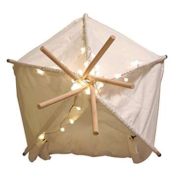 peyamii Pet Tent Portable Puppy Sweet Bed Suitable for Small Dogs or Cats Natural Cotton Canvas with Cushions Lights can Wash Kennels 20x20x24 Inches