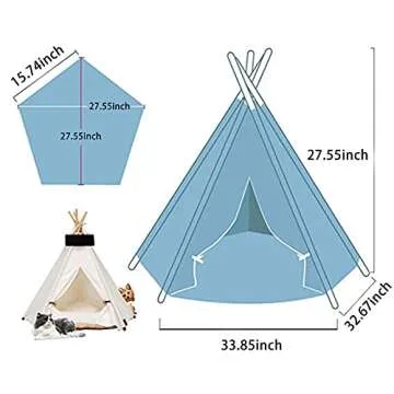 peyamii Pet Tent Portable Puppy Sweet Bed Suitable for Small Dogs or Cats Natural Cotton Canvas with Cushions Lights can Wash Kennels 20x20x24 Inches
