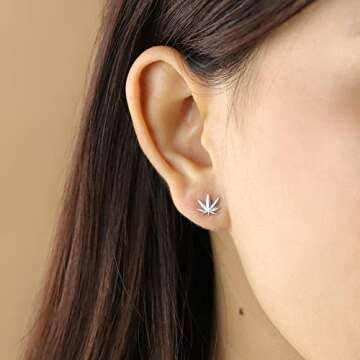 Boma Silver Marijuana Leaf Stud Earrings for All Occasions