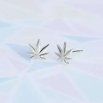 Boma Silver Marijuana Leaf Stud Earrings for All Occasions