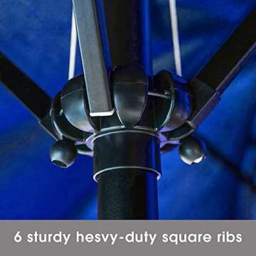 LOKATSE HOME Ft Double Sided Outdoor Umbrella Rectangular Large with Crank for Patio Shade Outside Deck or Pool, 15 feet, Blue
