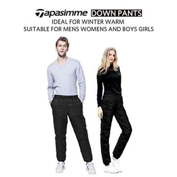 Tapasimme Men's Winter Warm Loose Utility Down Pants Sassy High Waisted Nylon Compression Snow Trousers (Medium, Black)