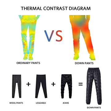 Tapasimme Men's Winter Warm Loose Utility Down Pants Sassy High Waisted Nylon Compression Snow Trousers (Medium, Black)