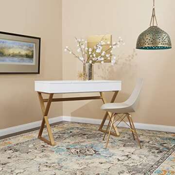 OSP Home Furnishings Oakley Mid-Century Modern Bucket Chair,Faux Leather, Cream