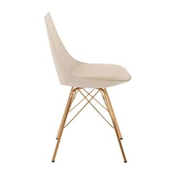 OSP Home Furnishings Oakley Mid-Century Modern Bucket Chair,Faux Leather, Cream