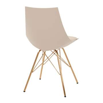 OSP Home Furnishings Oakley Mid-Century Modern Bucket Chair,Faux Leather, Cream
