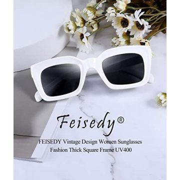FEISEDY Classic Women Sunglasses Thick Frame UV400 Protection