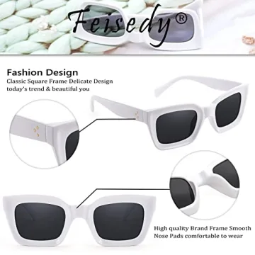 FEISEDY Classic Women Sunglasses Thick Frame UV400 Protection