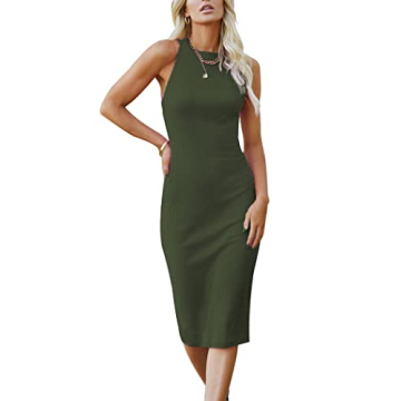 PRETTYGARDEN Women's Basic Bodycon Midi Dress Crewneck Sleeveless Casual Summer Tank Top Dresses