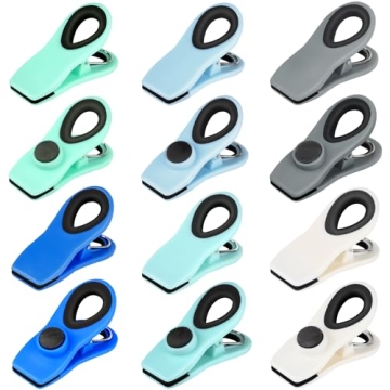 TACGEA Chip Clips - 12 Magnetic Bag Clips, Blue Ombre
