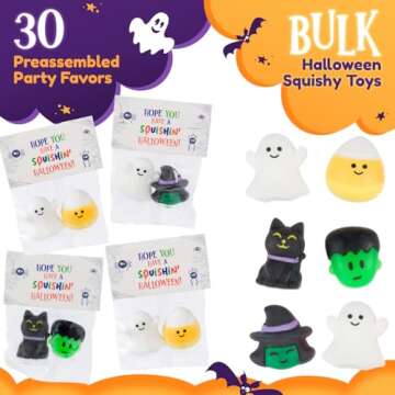 30 Pack Halloween Squishes, Halloween Party Favors, Halloween Classroom Favors, Squishy Toys, Goodie...