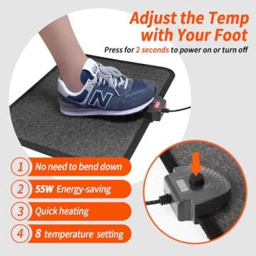 Hodeamy Heated Floor Mat Under Desk - Wider & Energy Saving for Home & Office