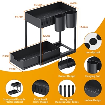TCHCWYS Multi-Purpose Under Sink Organizer with Hooks