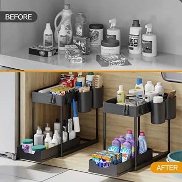 TCHCWYS Multi-Purpose Under Sink Organizer with Hooks
