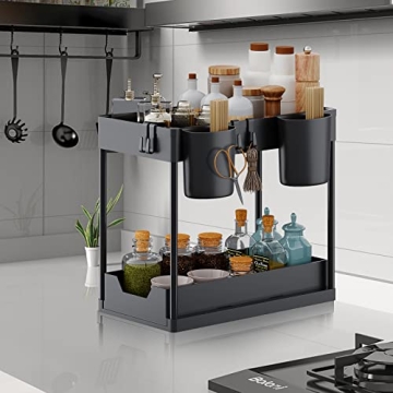 TCHCWYS Multi-Purpose Under Sink Organizer with Hooks