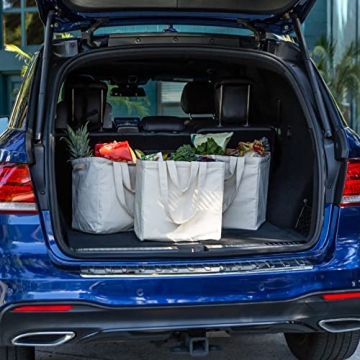 VeraMia Canvas Grocery Bags - 3 Pack with Pockets and Straps