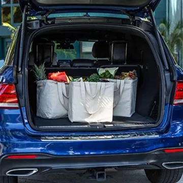 VeraMia Canvas Grocery Bags - 3 Pack with Pockets and Straps