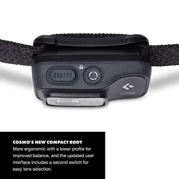 BLACK DIAMOND Cosmo 350 LED Headlamp (Graphite) - Waterproof and Dimmable Battery Powered Headlamp for Camping, Hiking, Running, with Red Light Headlamp Mode