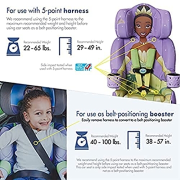 KidsEmbrace Disney Princess Tiana 2-in-1 Car Seat Booster