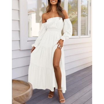 Boho Off Shoulder Maxi Dress - Stylish Flow for Every Occasion