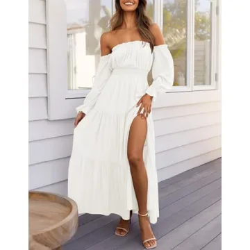 Boho Off Shoulder Maxi Dress - Stylish Flow for Every Occasion
