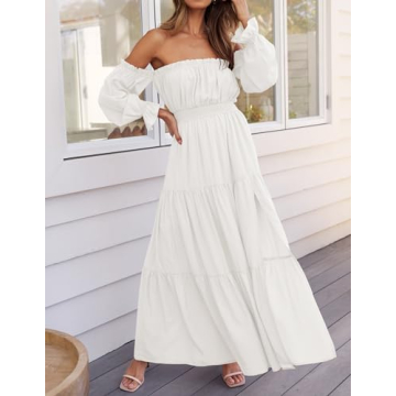 Boho Off Shoulder Maxi Dress - Stylish Flow for Every Occasion