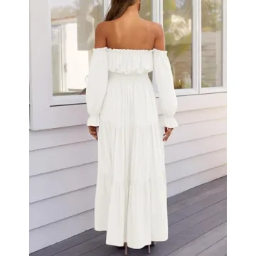 Boho Off Shoulder Maxi Dress - Stylish Flow for Every Occasion