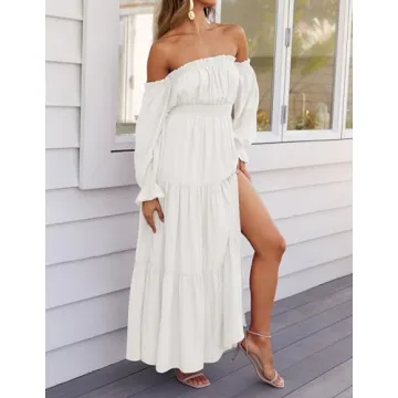 Boho Off Shoulder Maxi Dress - Stylish Flow for Every Occasion