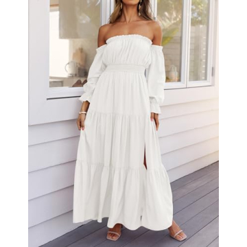 Boho Off Shoulder Maxi Dress - Stylish Flow for Every Occasion