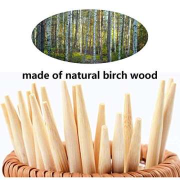 HANSGO Wooden Candy Apple Skewer Sticks, 6mm 5.25inch Natural Skewers BBQ Caramel Apple Sticks Cotton Candy Stick Rock Candy Stick Skewer Semi Pointed Lollipop Sticks Barbecue Corn Dog