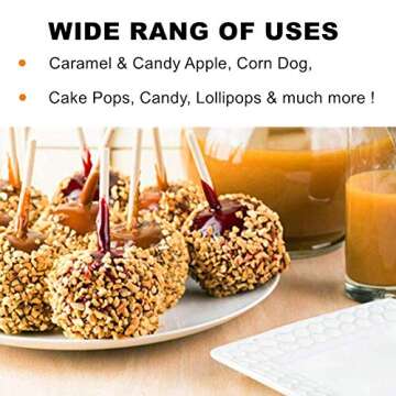 HANSGO Wooden Candy Apple Skewer Sticks, 6mm 5.25inch Natural Skewers BBQ Caramel Apple Sticks Cotton Candy Stick Rock Candy Stick Skewer Semi Pointed Lollipop Sticks Barbecue Corn Dog