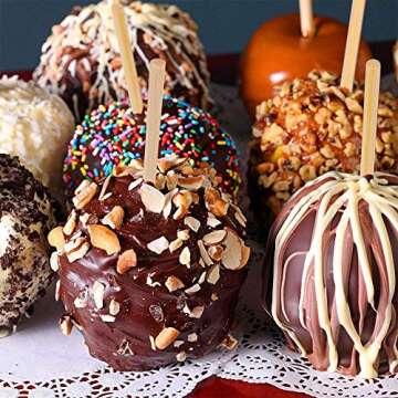 HANSGO Wooden Candy Apple Skewer Sticks, 6mm 5.25inch Natural Skewers BBQ Caramel Apple Sticks Cotton Candy Stick Rock Candy Stick Skewer Semi Pointed Lollipop Sticks Barbecue Corn Dog