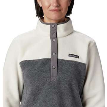 Columbia Women's Benton Springs 1/2 Snap Pullover, City Grey Heather/Chalk, Medium