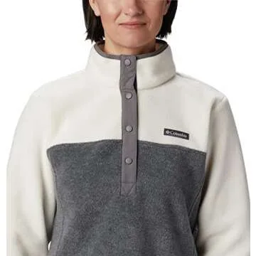 Columbia Women's Benton Springs 1/2 Snap Pullover, City Grey Heather/Chalk, Medium
