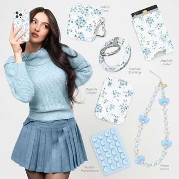 Stylish VELVET CAVIAR iPhone 16 Pro Max Case - French Blue Floral, MagSafe Compatible