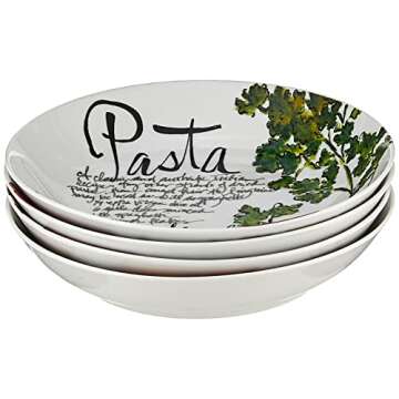 Rosanna Pasta Italiana Pasta Bowls Set of 4,White, 8.25"