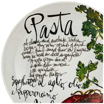 Rosanna Pasta Italiana Pasta Bowls Set of 4,White, 8.25"