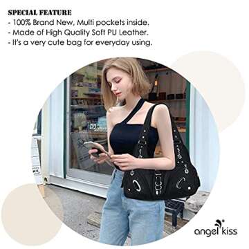 Stylish Angelkiss Women Handbags Multiple Pockets in Black