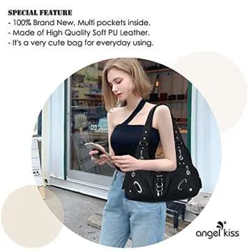Stylish Angelkiss Women Handbags Multiple Pockets in Black