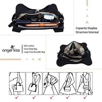 Stylish Angelkiss Women Handbags Multiple Pockets in Black