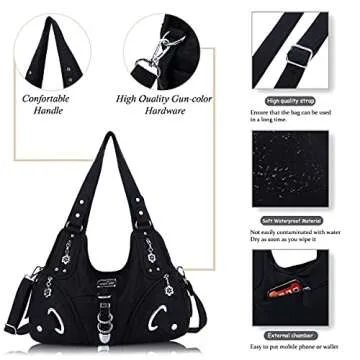 Stylish Angelkiss Women Handbags Multiple Pockets in Black