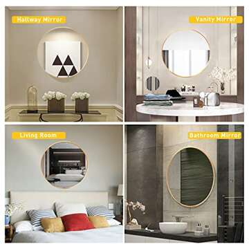 Huimei2Y 15.7" Wall Mirror Bathroom Round Mirror Circle Mirror for Wall Farmhouse Mirrors for Make Up Vanity Wall Mounted Mirror Living Room Entryway Bedroom Decor, Gold
