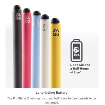 ZAGG Pro Stylus 2 - Dual-Tip, Wireless Charging, Palm Rejection, Tilt Recognition - For iPad Pro 11/12.9, Air, iPad, Mini - Gray