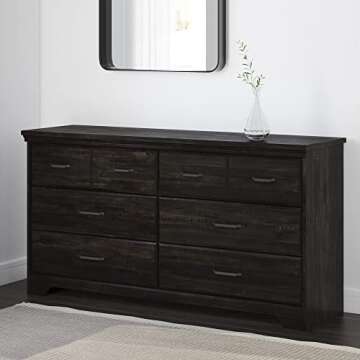 South Shore Versa 6-Drawer Double Dresser-Rubbed Black