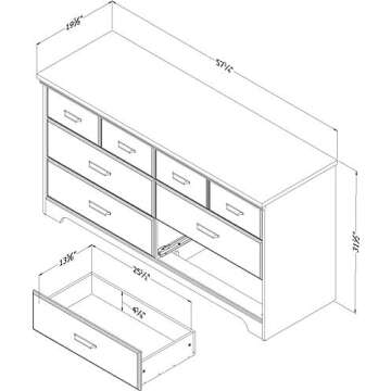 South Shore Versa 6-Drawer Double Dresser-Rubbed Black